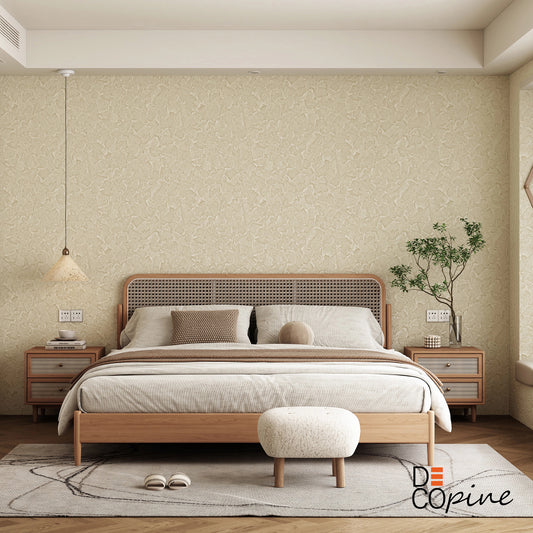 Papier Peint Auto-adhésif 3D – Relief Texturé Fin – Jaune Ivoire – 60×280 cm