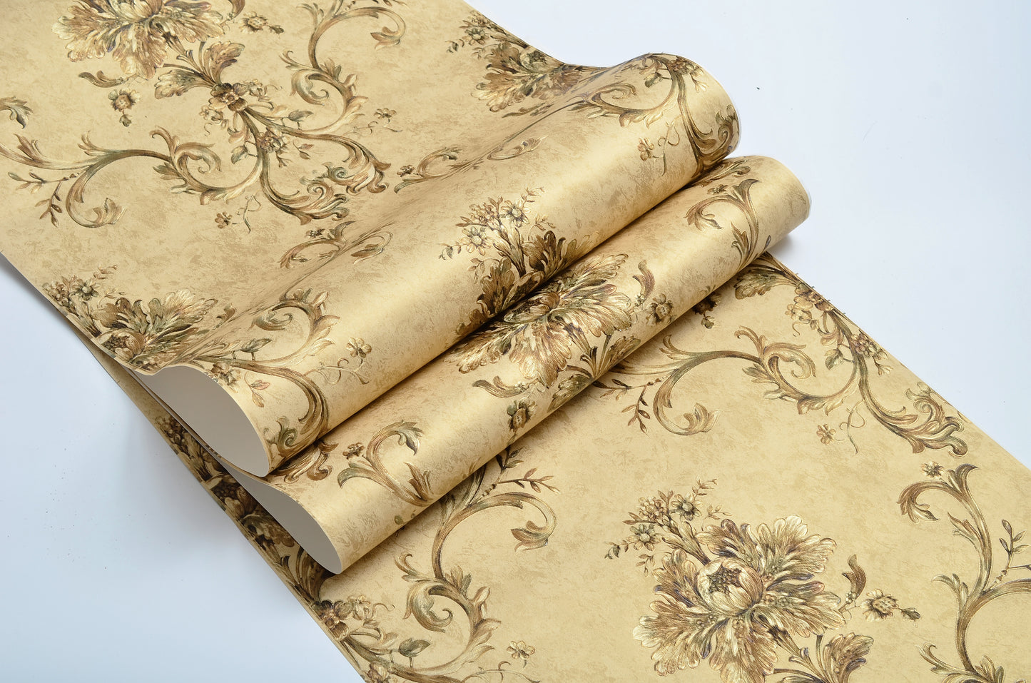 Papier Peint Intissé Maison d'Or – Décor Floral 3D Embossé – 0,53 x 10m – Sans Colle – Style Élégant