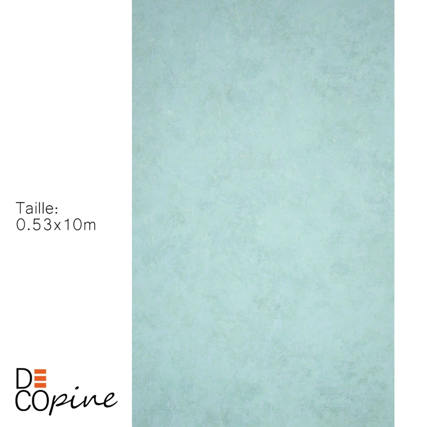Decopine Papier Peint Intissé Brume Minérale – Vert Aigue-Marine Doux – 0,53 x 10m – Sans Colle