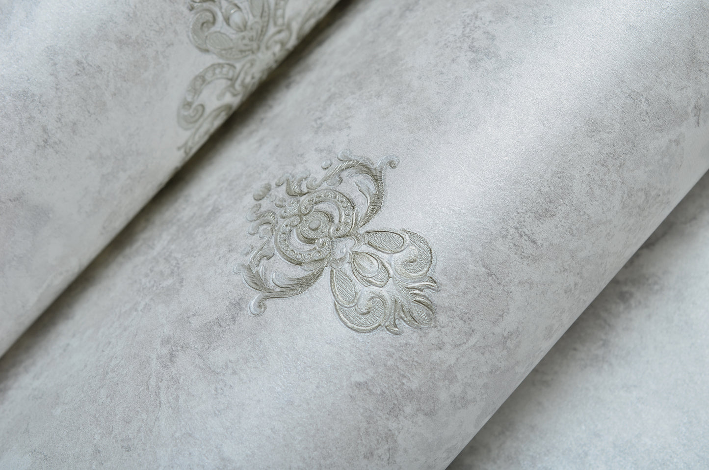 Decopine Papier Peint Intissé Imperium Luxe – Motif Médaillon Argenté – 0,53 x 10m – Sans Colle