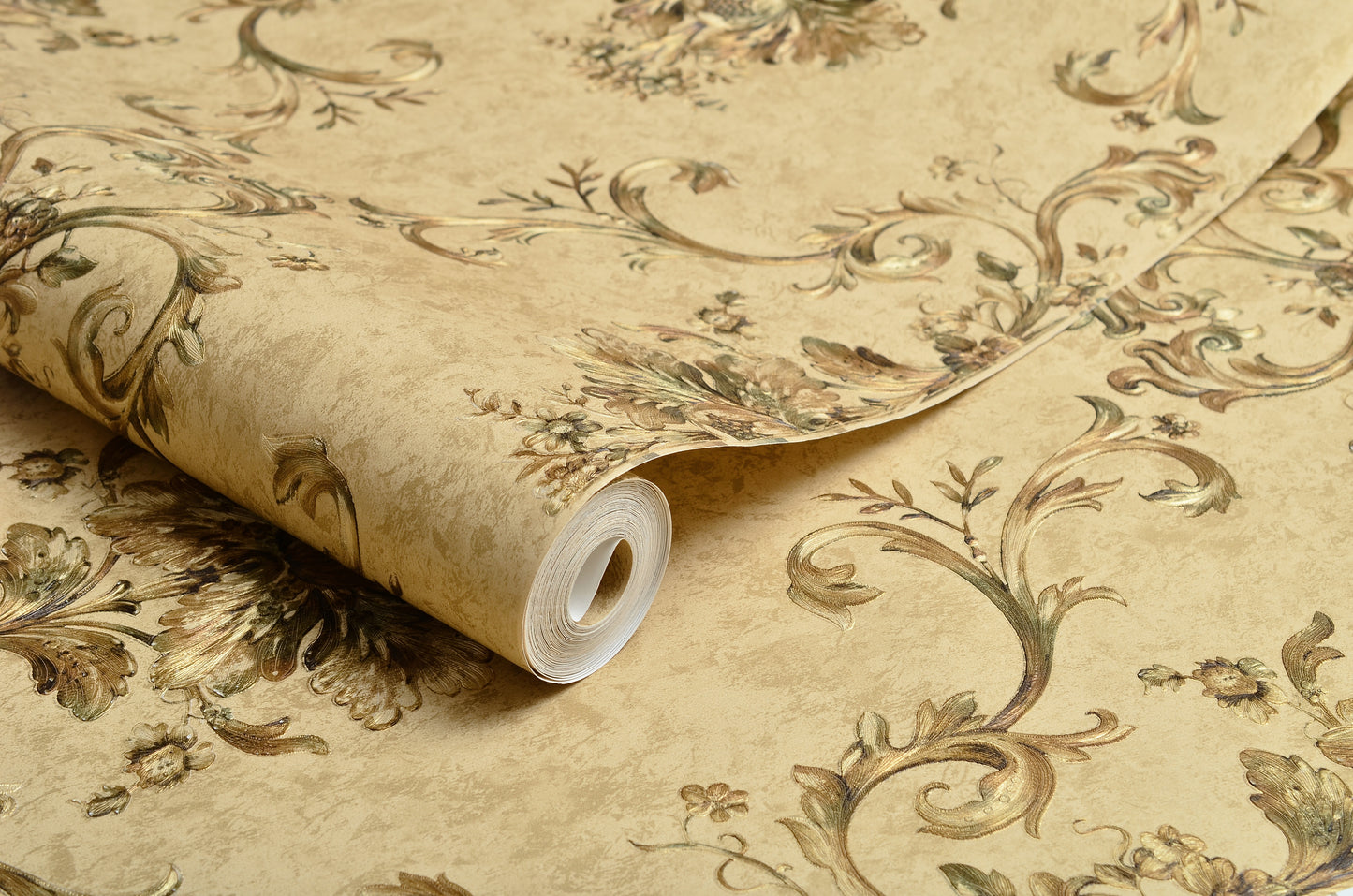 Papier Peint Intissé Maison d'Or – Décor Floral 3D Embossé – 0,53 x 10m – Sans Colle – Style Élégant