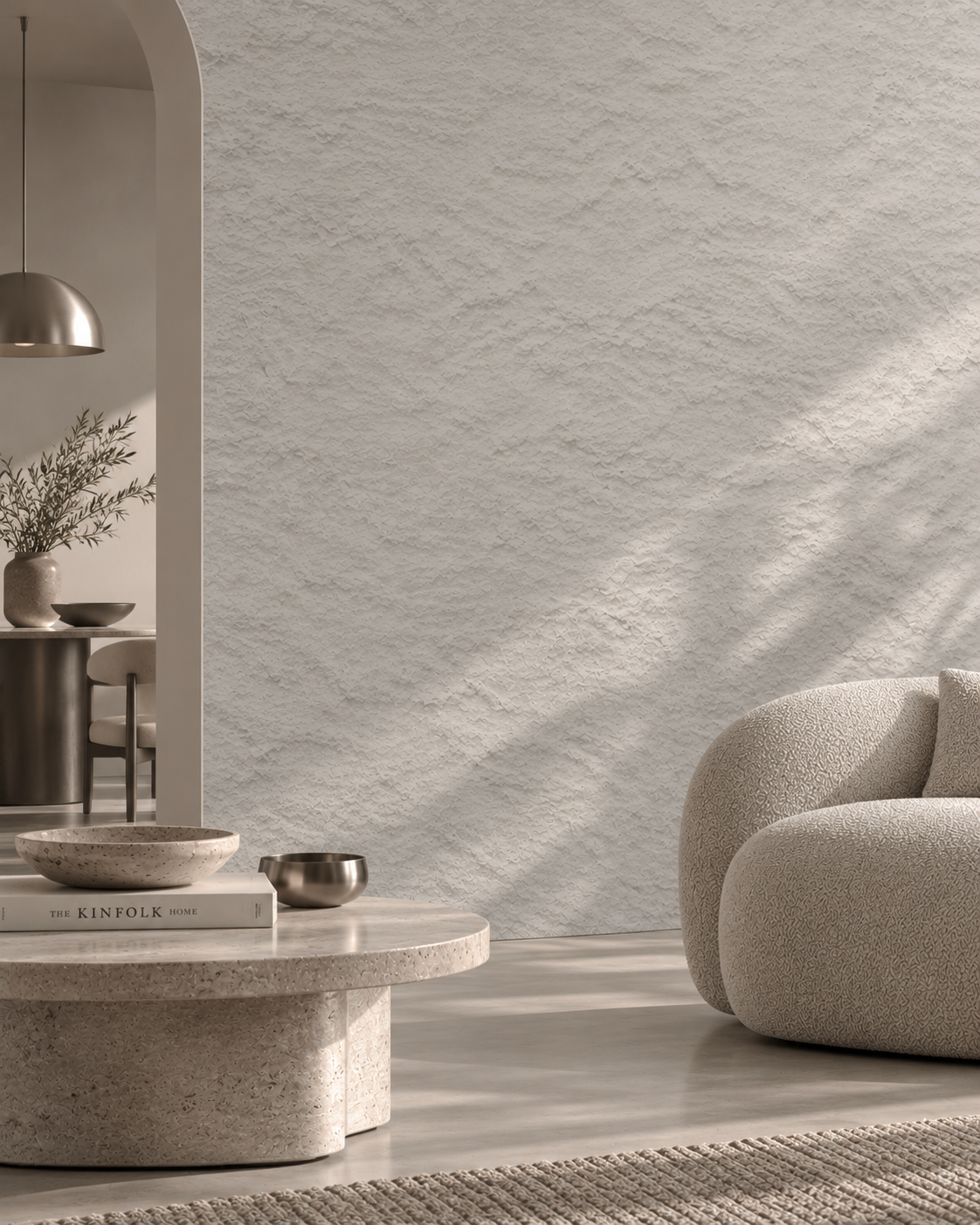 Panneau Mural Souple en Pierre Naturelle – Beige Gris Clair – 60×120 cm – Lot de 4 – B01PB01