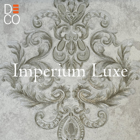 Decopine Imperium Luxe Vliestapete – Silbernes Medaillonmuster – 0,53 x 10 m – Ohne Kleber