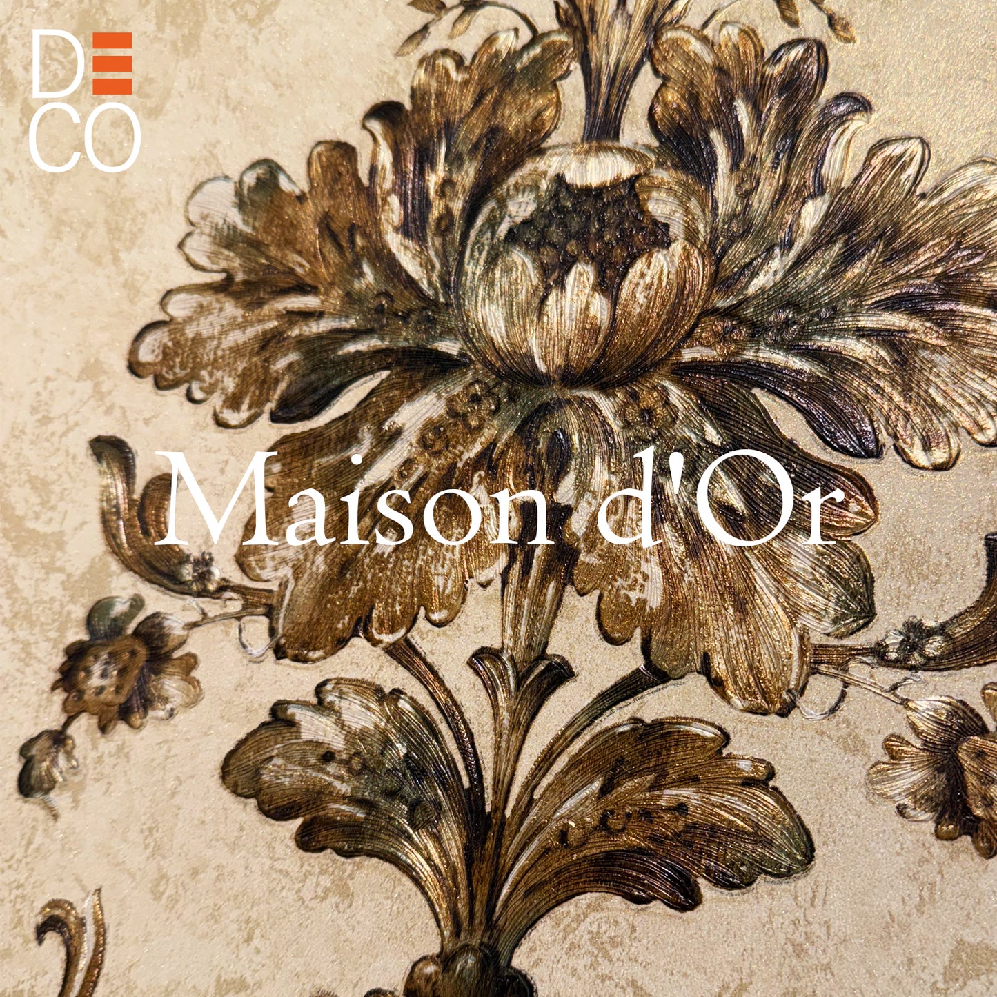 Papier Peint Intissé Maison d'Or – Décor Floral 3D Embossé – 0,53 x 10m – Sans Colle – Style Élégant