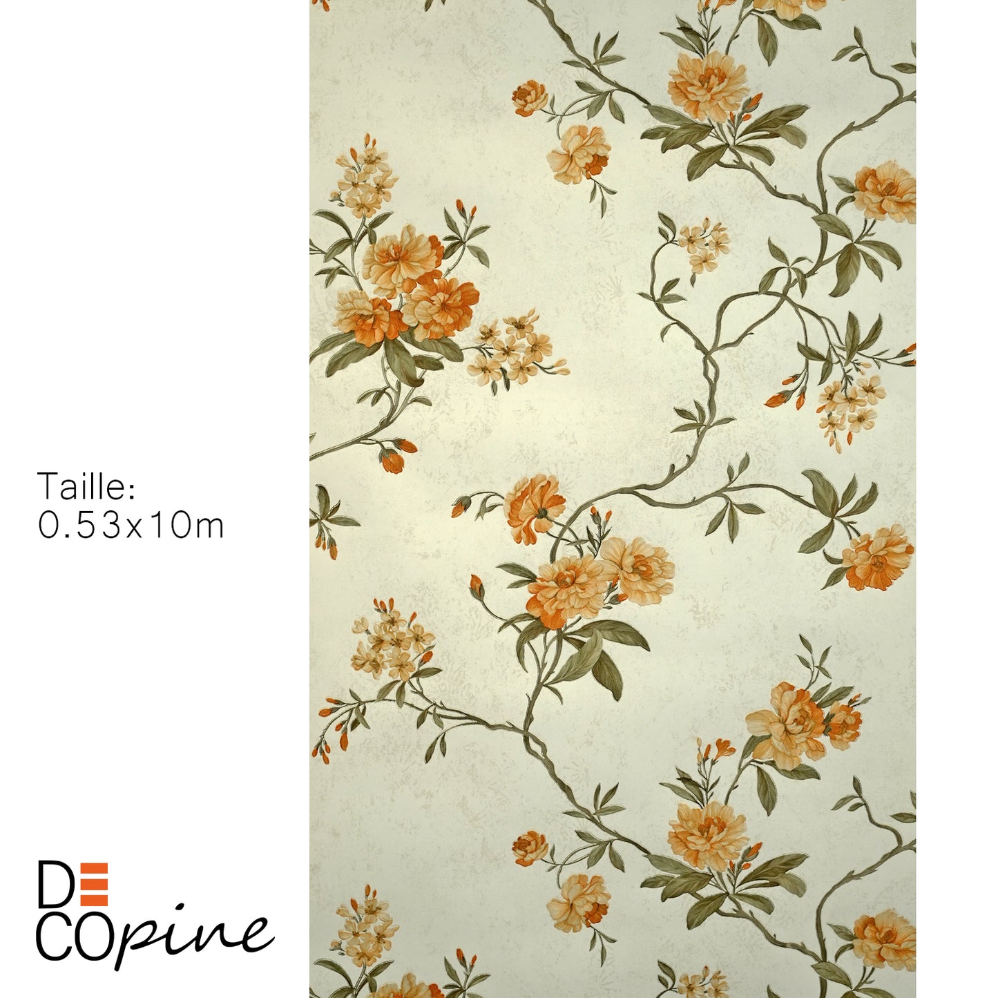 Papier Peint Intissé Jardin Flottant - Beige Clair - 0.53 x 10m