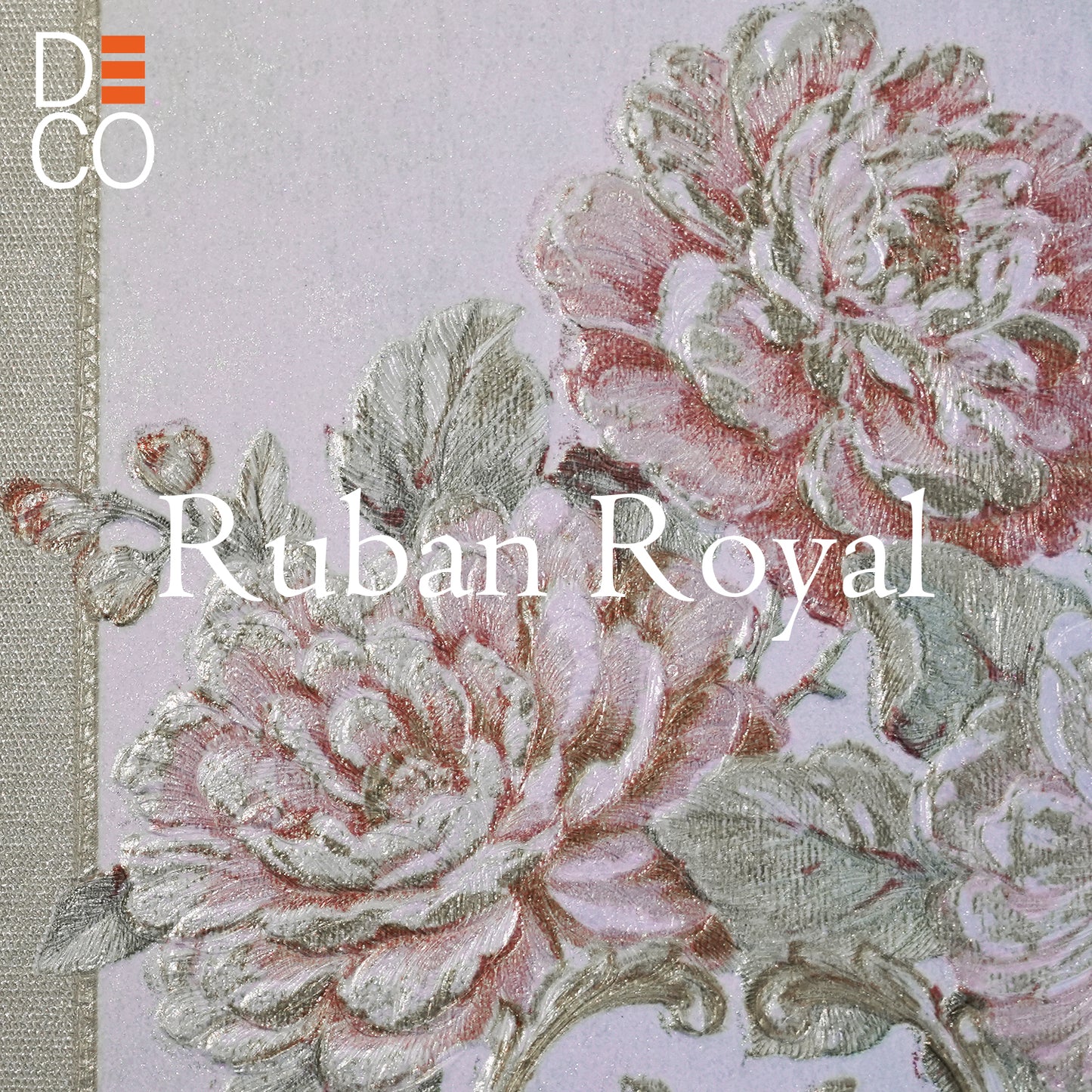 Decopine Papier Peint Intissé Ruban Royal – Rayures Classiques & Fleurs Romantiques – Rose Poudré – 0,53 x 10m – Sans Colle