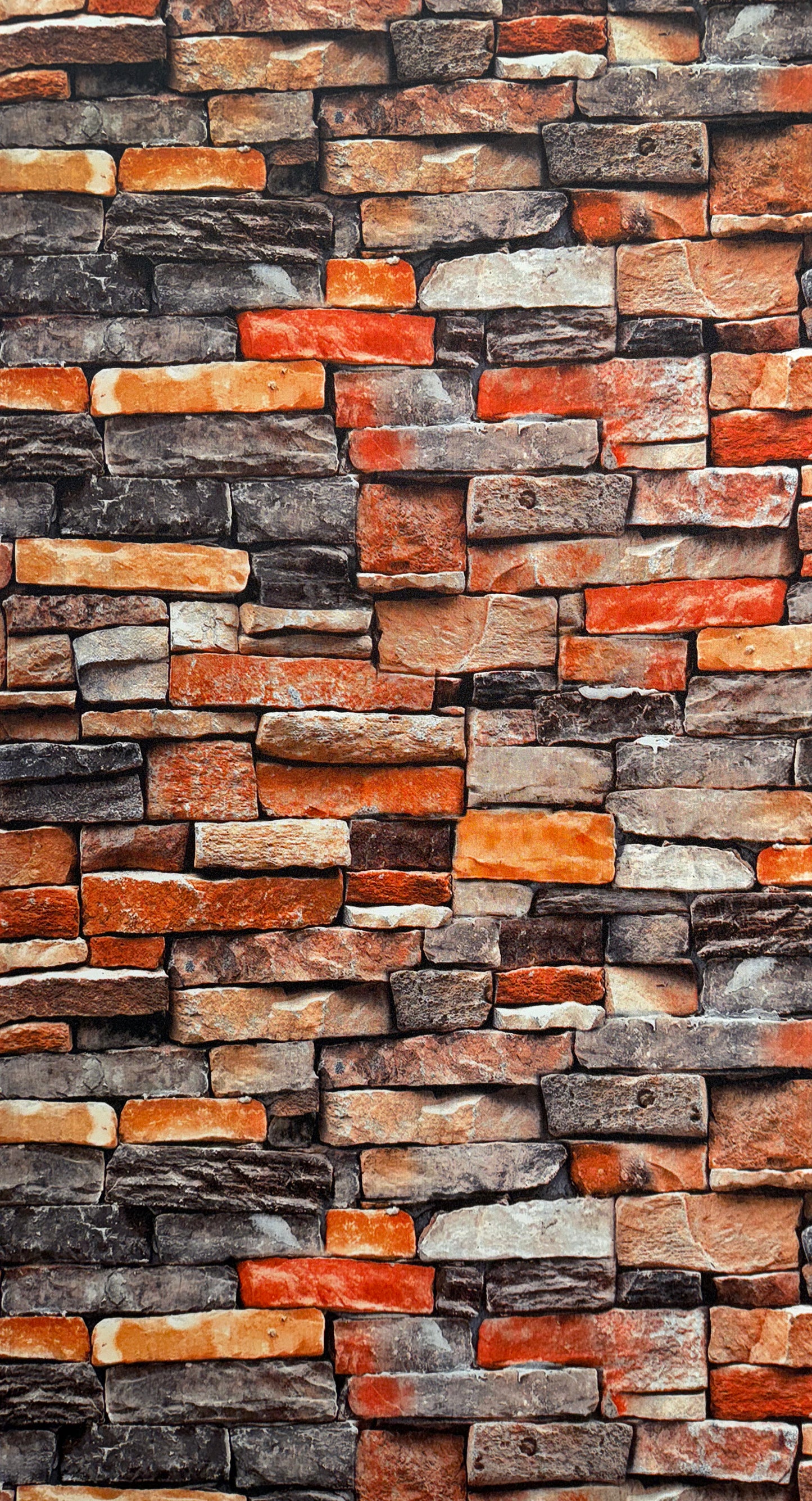 Tapete im Industrie-Ziegeleffekt – Rot & Grau – 0,53 x 10 m – Einfach anzubringen