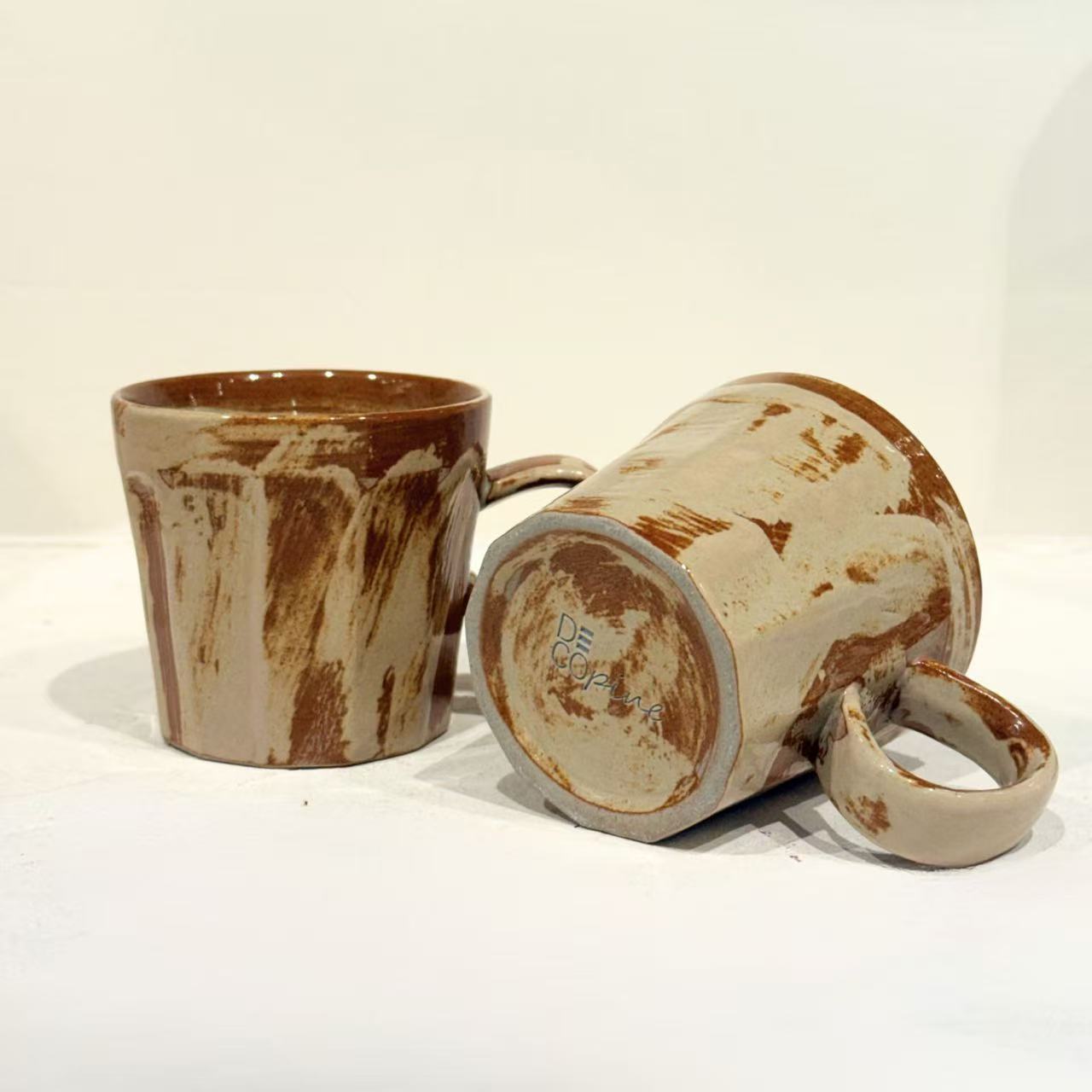 Tasse à café en céramique artisanale – Style Wabi-sabi – 170 ml – Couleur beige – DECOPINE