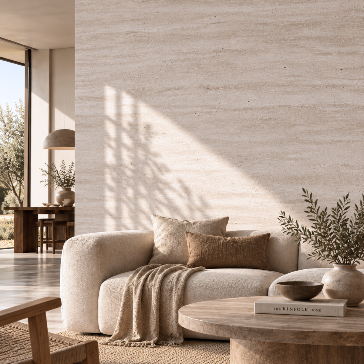 Panneau Mural Souple en Pierre Minérale – Travertin Roma – 60 × 120 cm – Lot de 4 – 2,88 m²