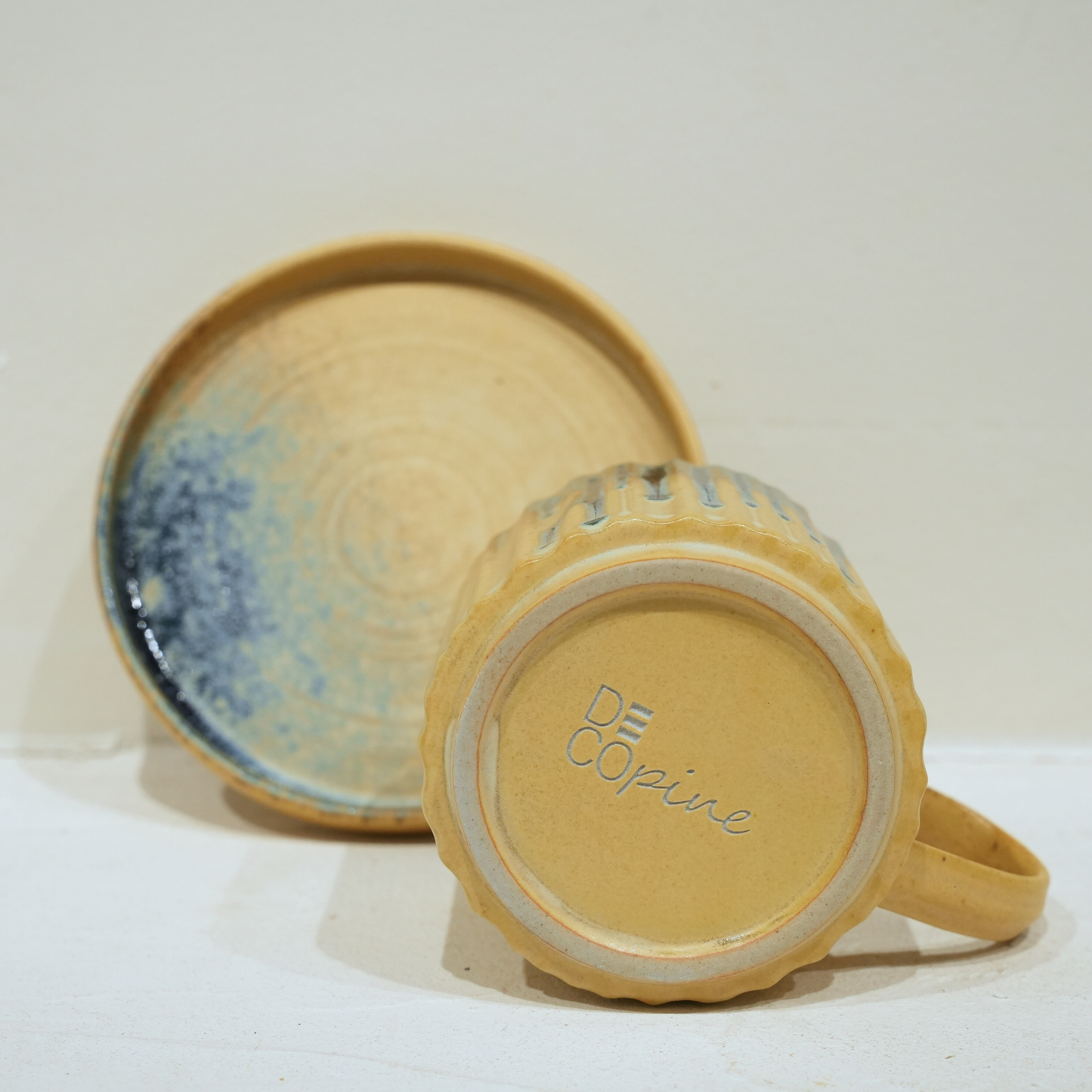 Tasse à Café avec Soucoupe – Collection Bleu Dégradé (250 ml)