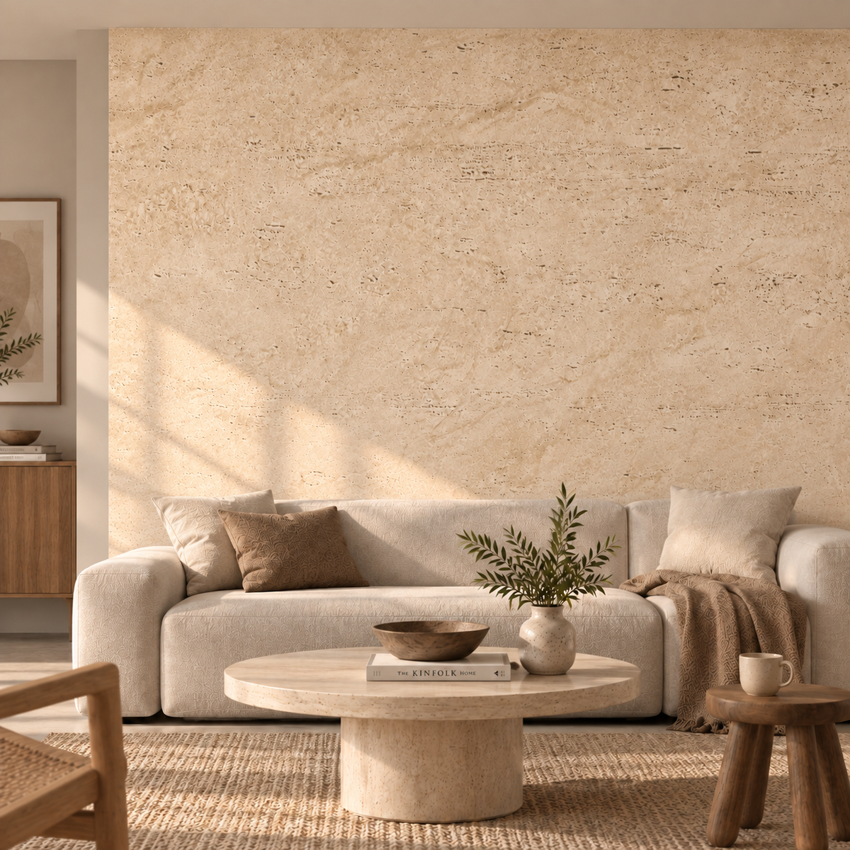 Panneau Mural Souple en Pierre Minérale – Travertin Siena – 60 × 120 cm – Lot de 4 – 2,88 m²