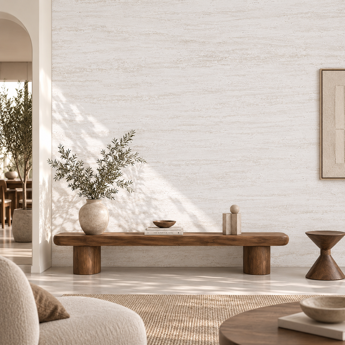 Panneau Mural Souple en Pierre Minérale – Travertin Torino – 60 × 120 cm – Lot de 4 – 2,88 m²