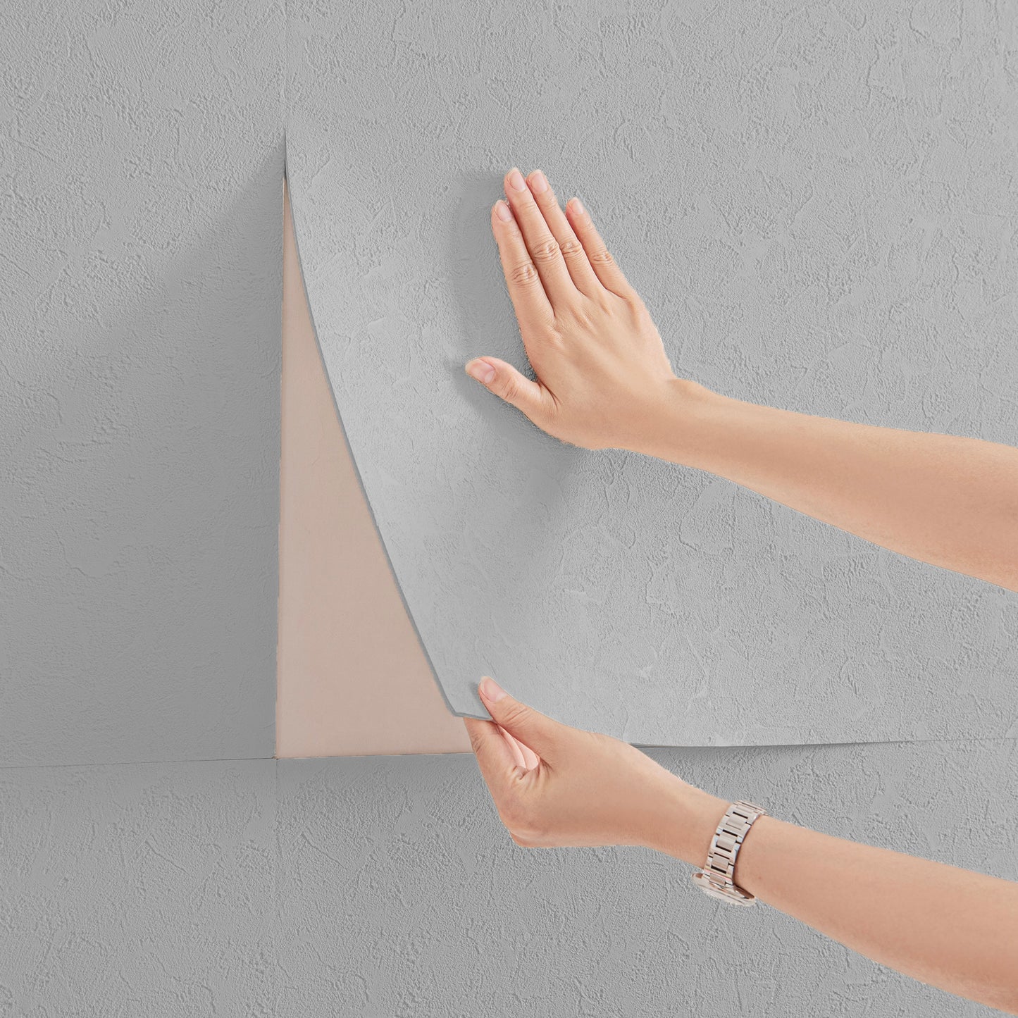 Papier Peint Auto-adhésif 3D – Relief Texturé Fin – Gris Clair – 60×280 cm