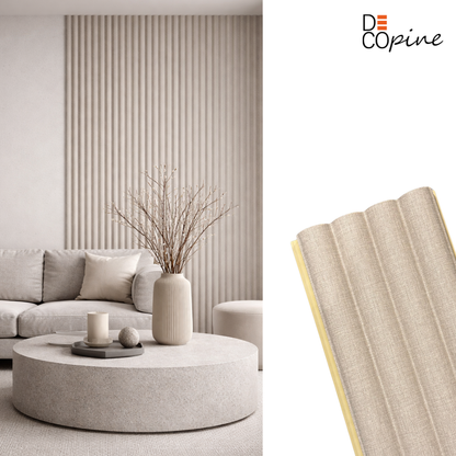 Panneaux décoratifs à lames demi-cylindriques – Composite fibres de bambou – Gris – 140 cm (Lot de 2)