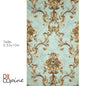 Papier Peint Intissé Maison d’Or – Décor Floral 3D Bleu Vert – 0,53 x 10m – Sans Colle