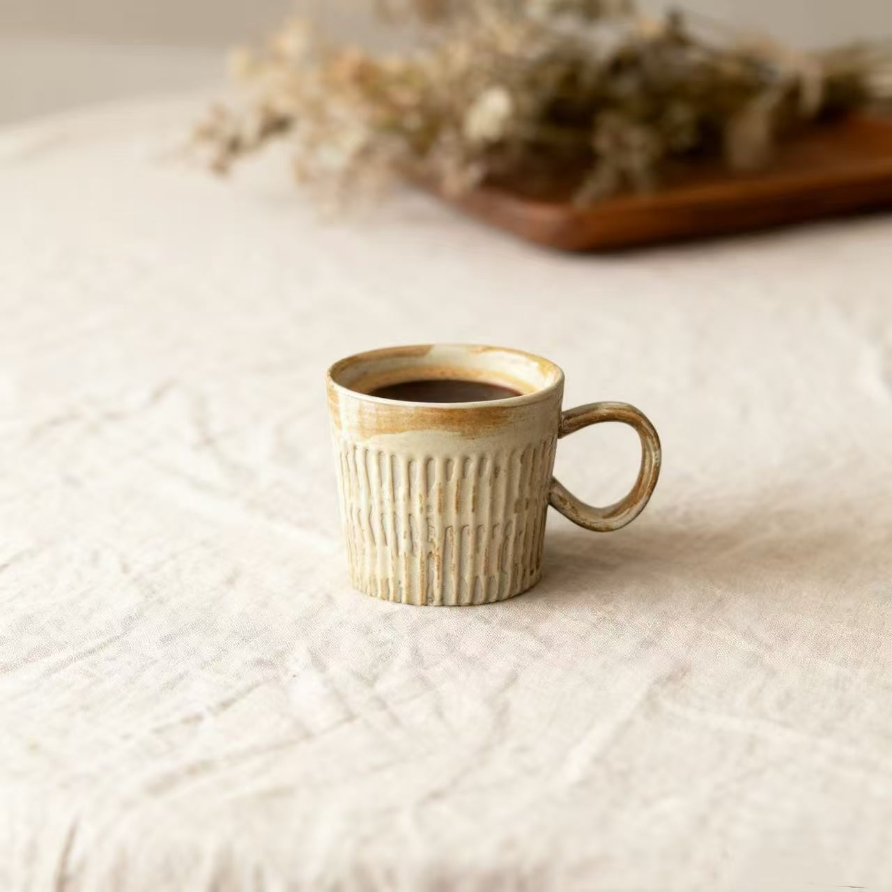 Tasse à Café en Céramique Artisanale – Style Wabi-Sabi – 170 ml – Beige – DECOPINE