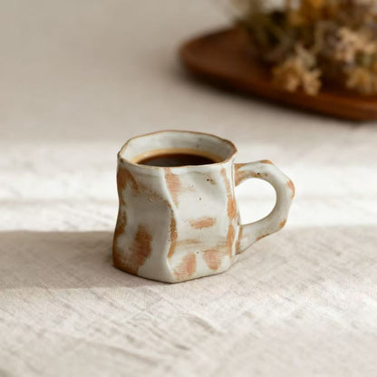Tasse à Café en Céramique Artisanale – Style Wabi-Sabi – Blanc Dégradé – 300 ml – DECOPINE
