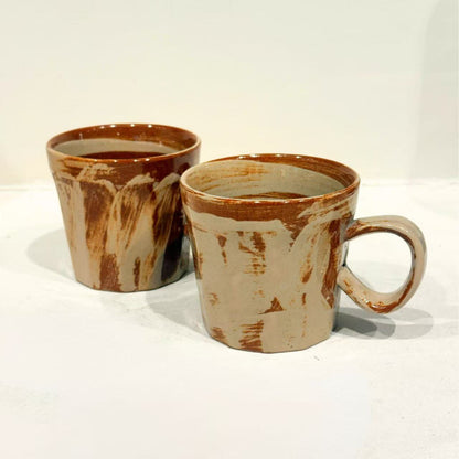 Tasse à café en céramique artisanale – Style Wabi-sabi – 170 ml – Couleur beige – DECOPINE