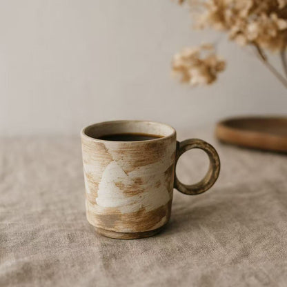 Tasse à Café en Céramique Artisanale – Style Wabi-Sabi – 150 ml – Blanche – DECOPINE