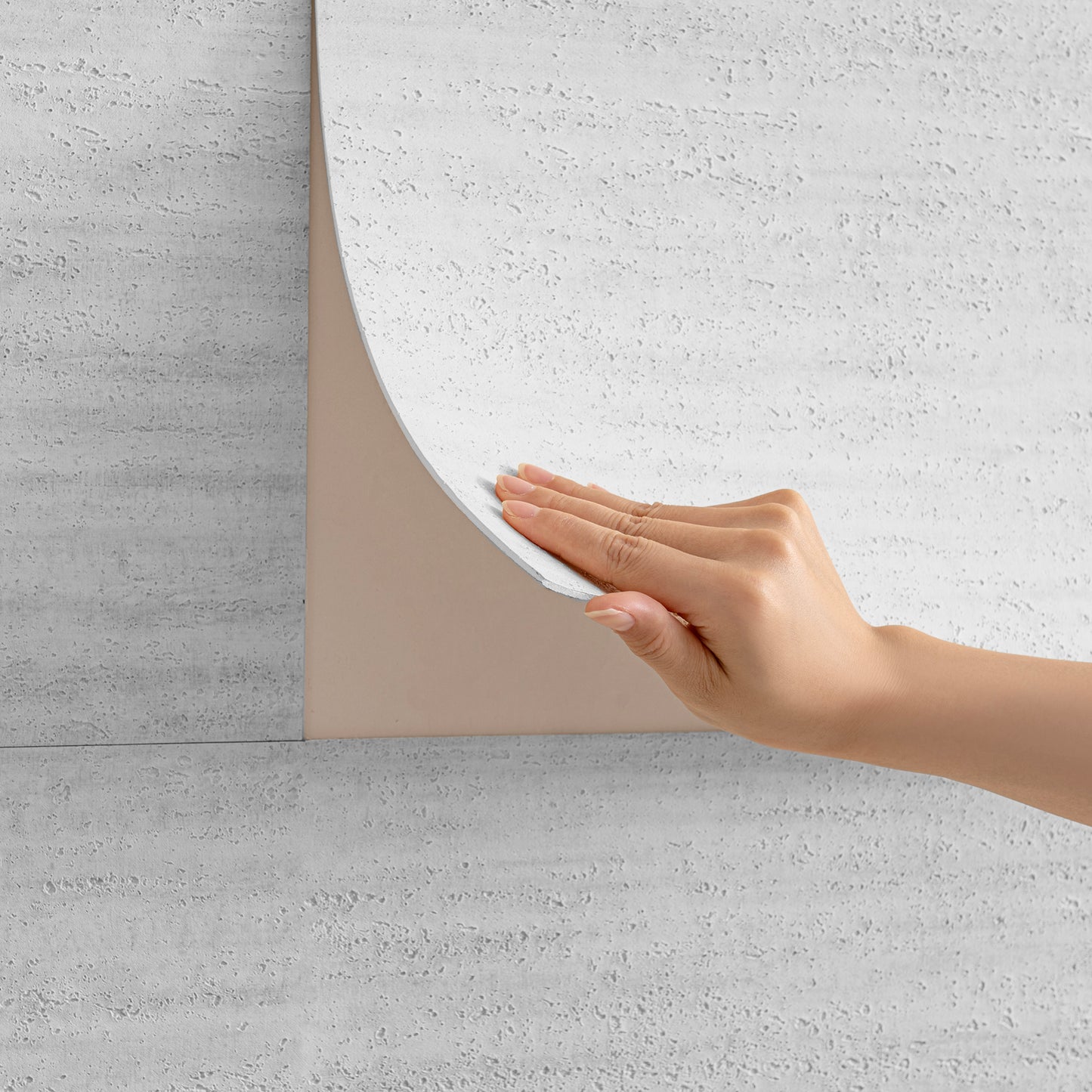 Papier Peint Auto-adhésif Effet Travertin – Gris Clair – 60×280 cm