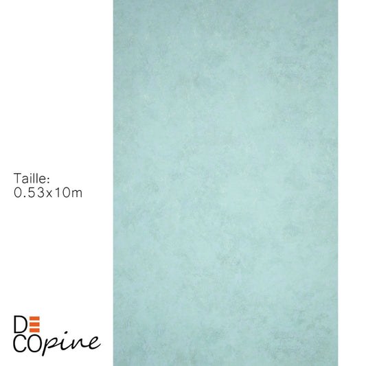 Decopine Papier Peint Intissé Brume Minérale – Vert Aigue-Marine Doux – 0,53 x 10m – Sans Colle