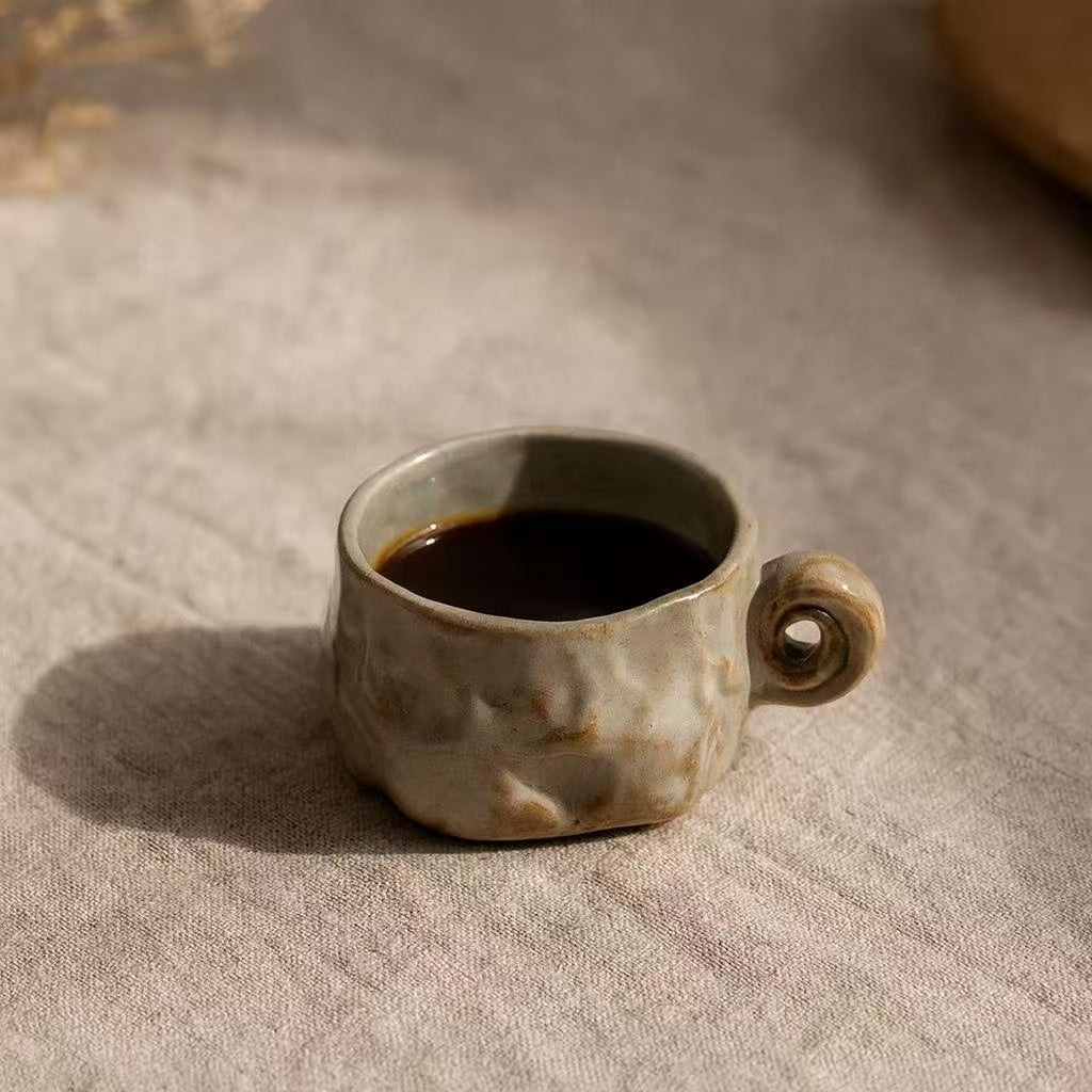 Tasse à espresso en céramique grise  – Fait main – 50 ml