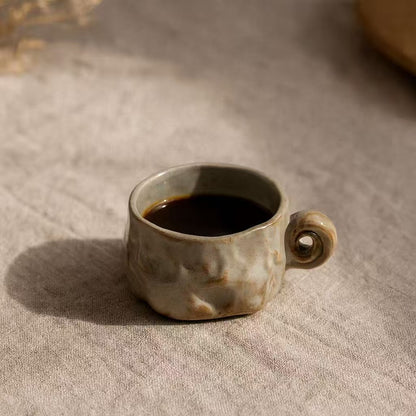 Handmade Wabi-Sabi Espresso Cup – Grey Ceramic – 50ml | Decopine