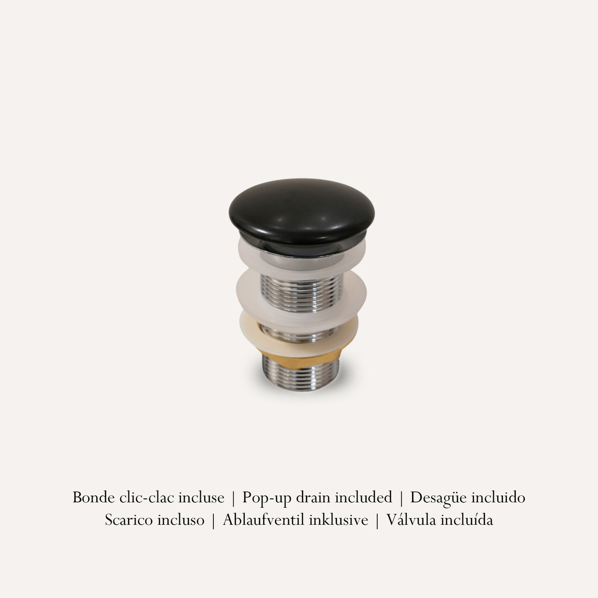 Vasque à Poser Ronde en Céramique Noir Mat RIVÉO – 360 × 360 mm – Avec Bonde