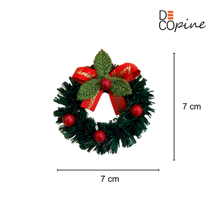 🎄Magnet Couronne de Noël avec Nœud Rouge – Décoration Festive (7 cm)