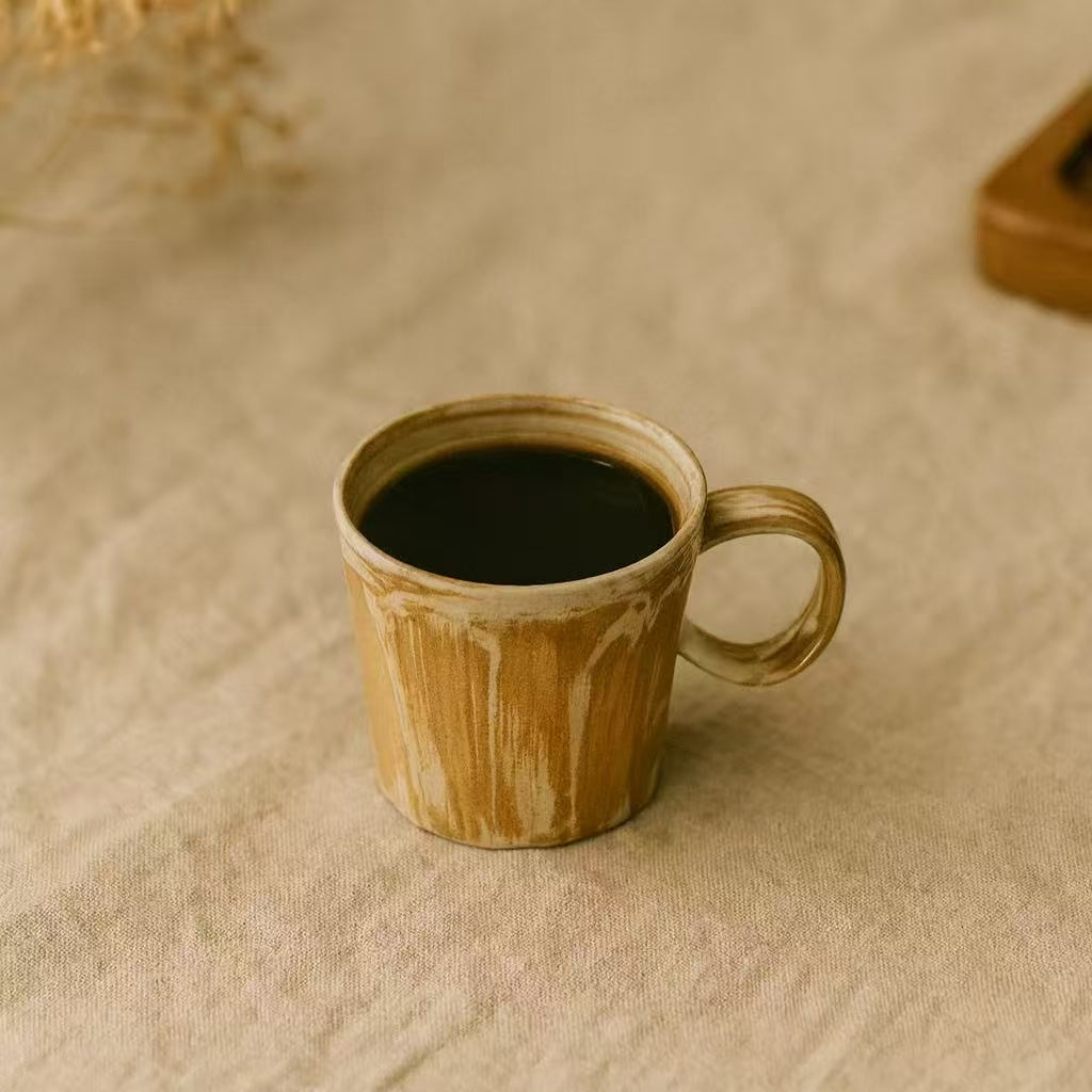 Tasse à café en céramique artisanale – Style Wabi-sabi – 170 ml – Couleur beige – DECOPINE