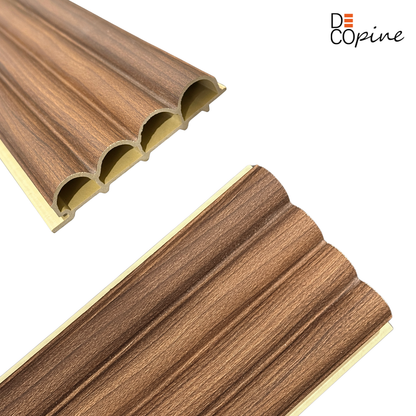 Panneaux décoratifs à lames demi-cylindriques – Composite fibres de bambou – Brun foncé – 140 cm (Lot de 2)