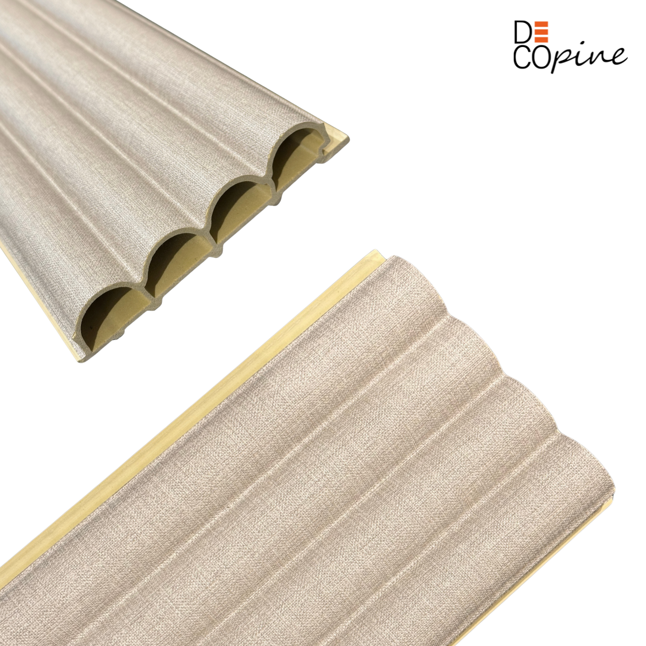 Panneaux décoratifs à lames demi-cylindriques – Composite fibres de bambou – Gris – 140 cm (Lot de 2)