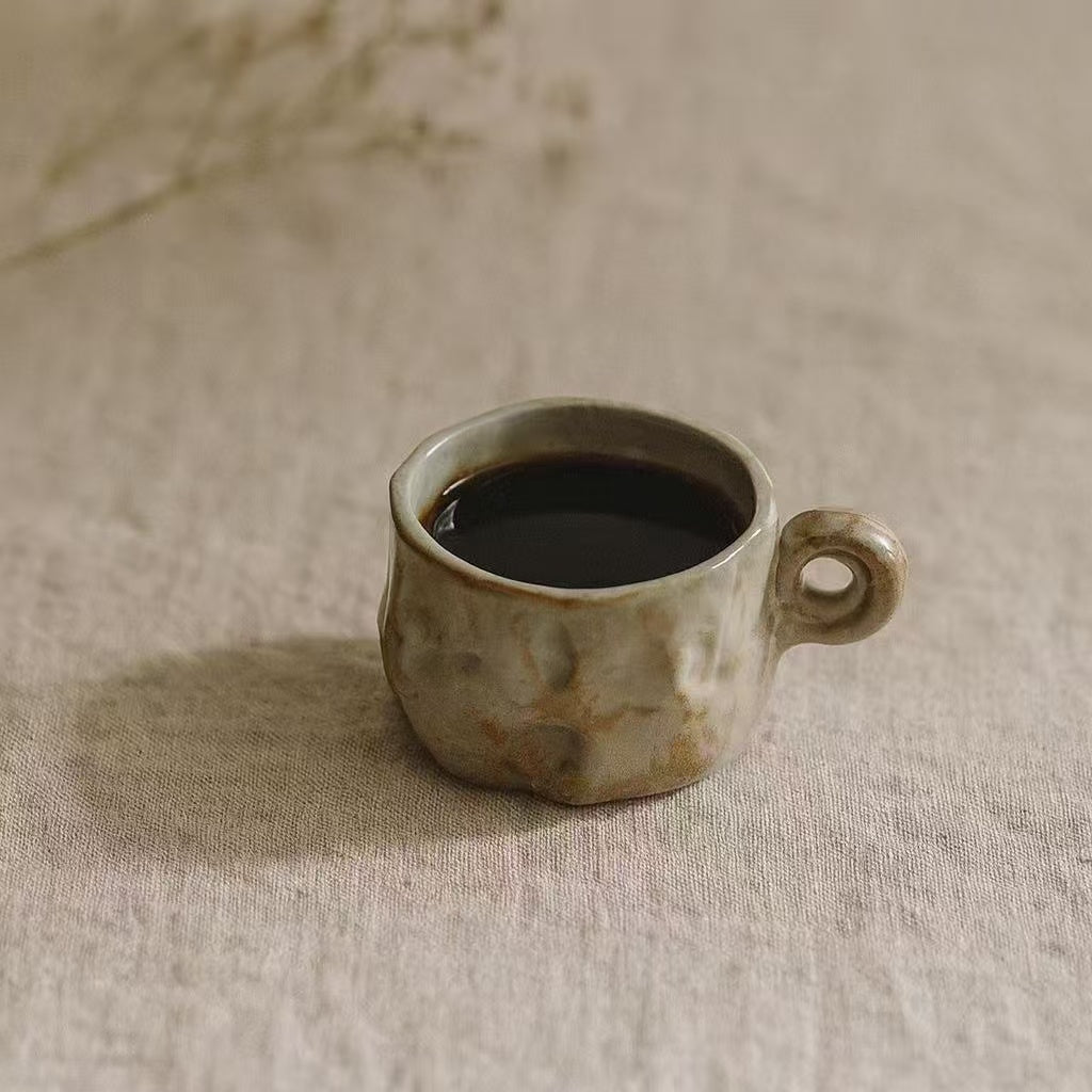 Tasse à espresso en céramique grise  – Fait main – 50 ml