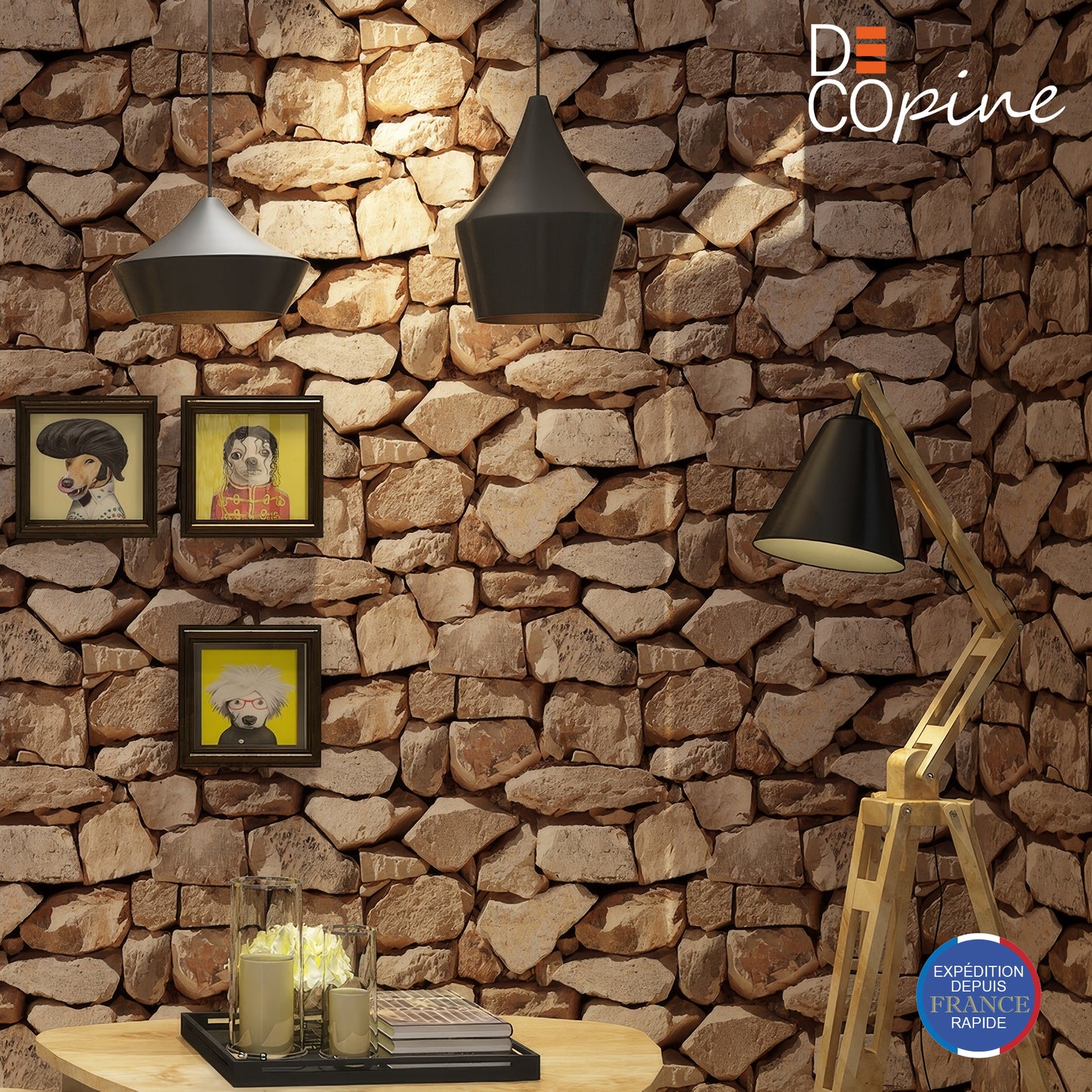 Papier Peint Effet Pierre Naturelle – 0,53 x 10m