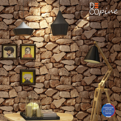 Papier Peint Effet Pierre Naturelle – 0,53 x 10m