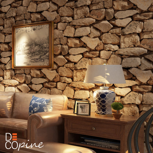 Papier Peint Effet Pierre Naturelle – 0,53 x 10m