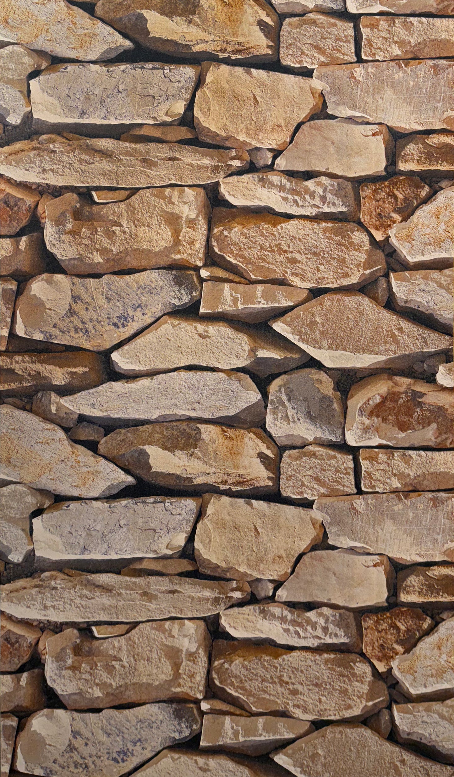 Papier Peint Effet Pierre Naturelle – Tons Beige et Marron – 0,53 x 10m – Style Rustique