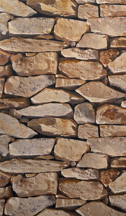 Papier Peint Effet Pierre Naturelle – Tons Beige et Marron – 0,53 x 10m – Style Rustique