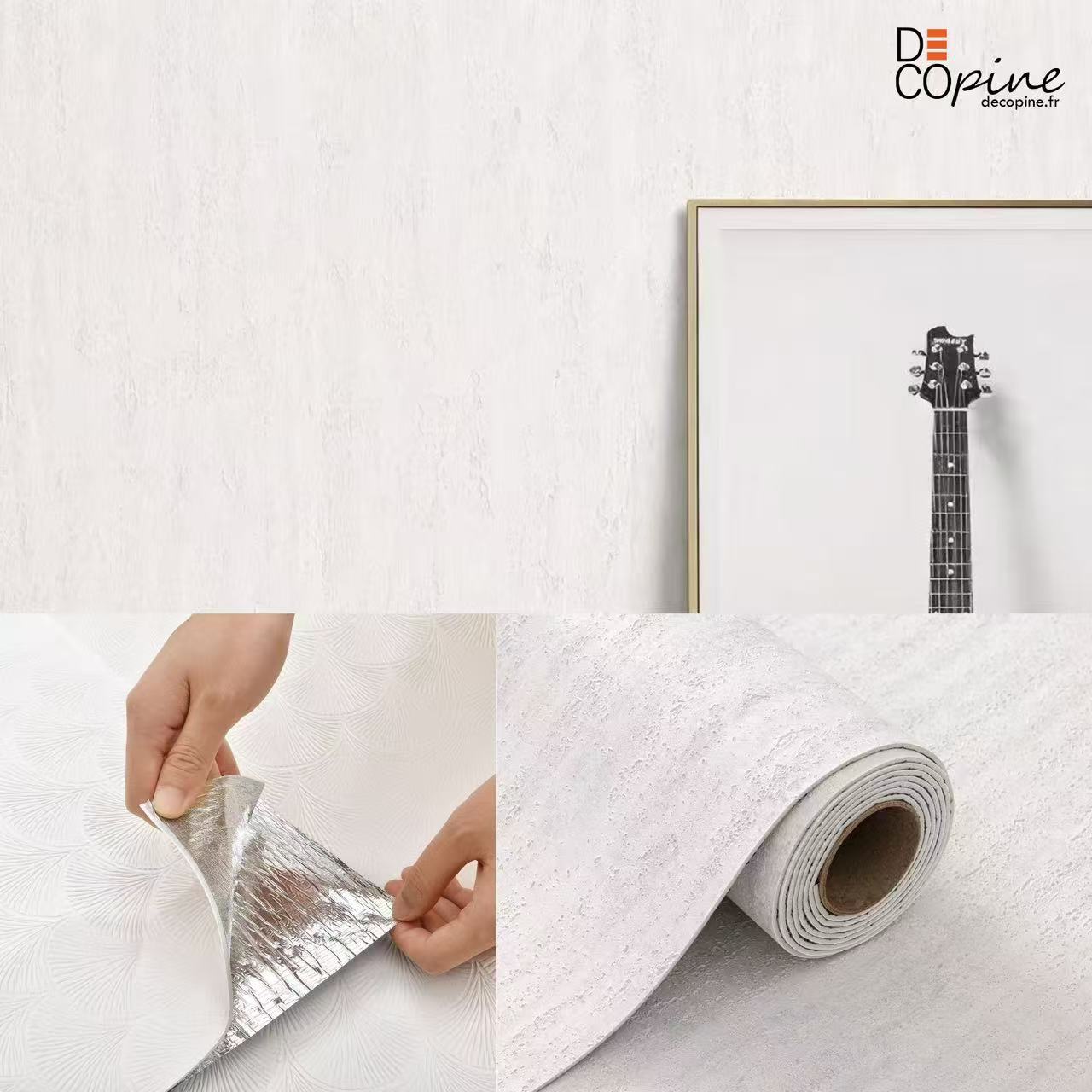 Papier Peint Auto-adhésif Effet Travertin – Blanc - 60x280 cm