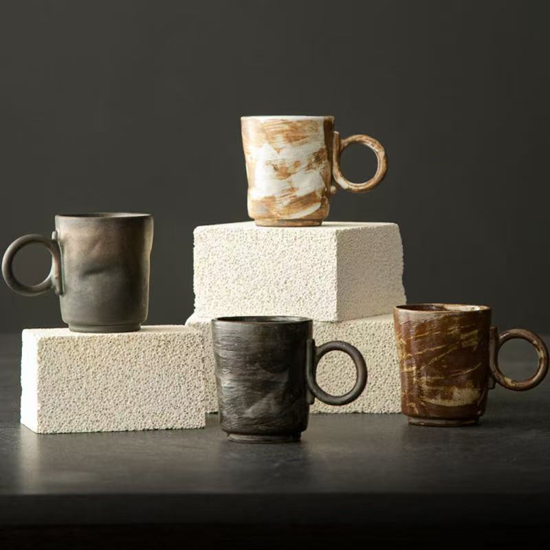 Tasse à Café en Céramique Artisanale – Style Wabi-Sabi – 150 ml – Marron – DECOPINE