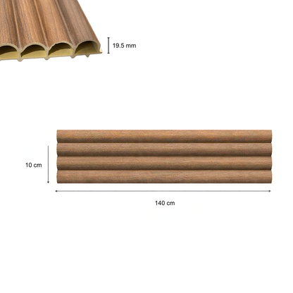 Panneaux décoratifs à lames demi-cylindriques – Composite fibres de bambou – Brun foncé – 140 cm (Lot de 2)