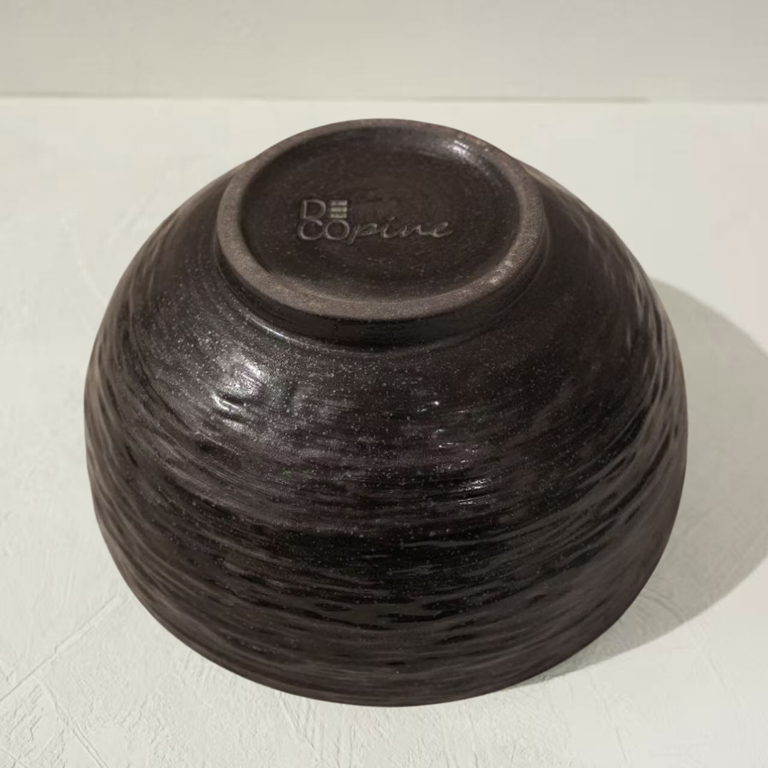 Bol en céramique artisanale noir nuancé effet encre – Ø13,5 cm | Decopine