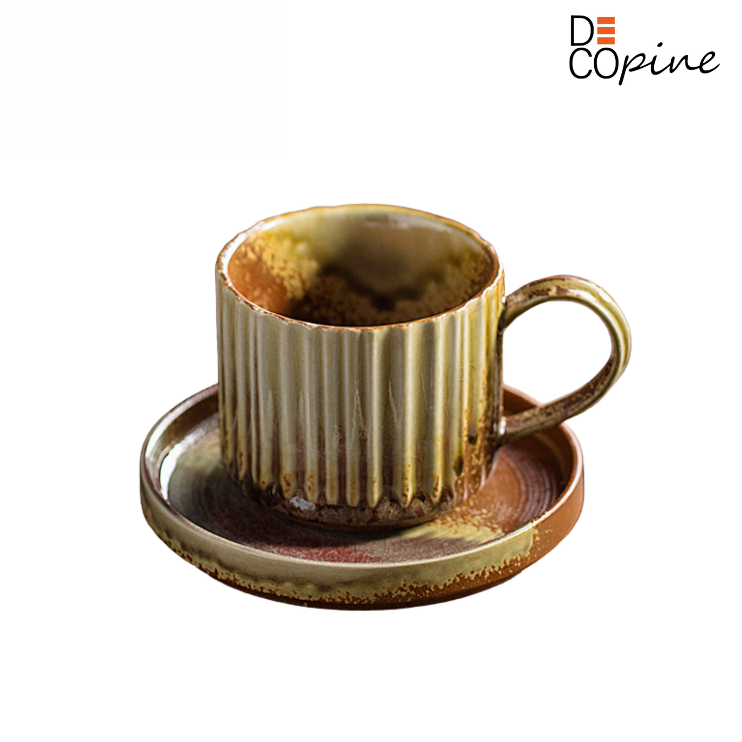 Tasse à Café avec Soucoupe – Collection Jaune Doré (250 ml)