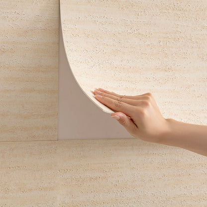 Papier Peint Auto-adhésif Effet Travertin – Beige Clair – 60×280 cm