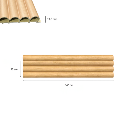 Panneaux décoratifs à lames demi-cylindriques – Composite fibres de bambou – Bois clair – 140 cm (Lot de 2)