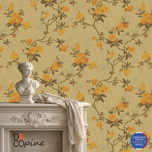 Decopine Floating Garden Non-Woven Wallpaper - Yellow