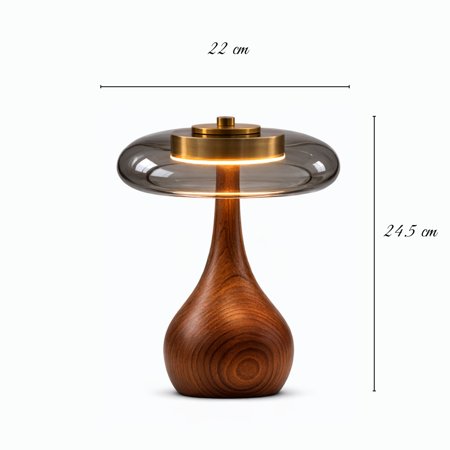 Lampe de Table en Frêne & Verre Fumé Gris – ÉLOISE01 – Decopine (Disponible en précommande)