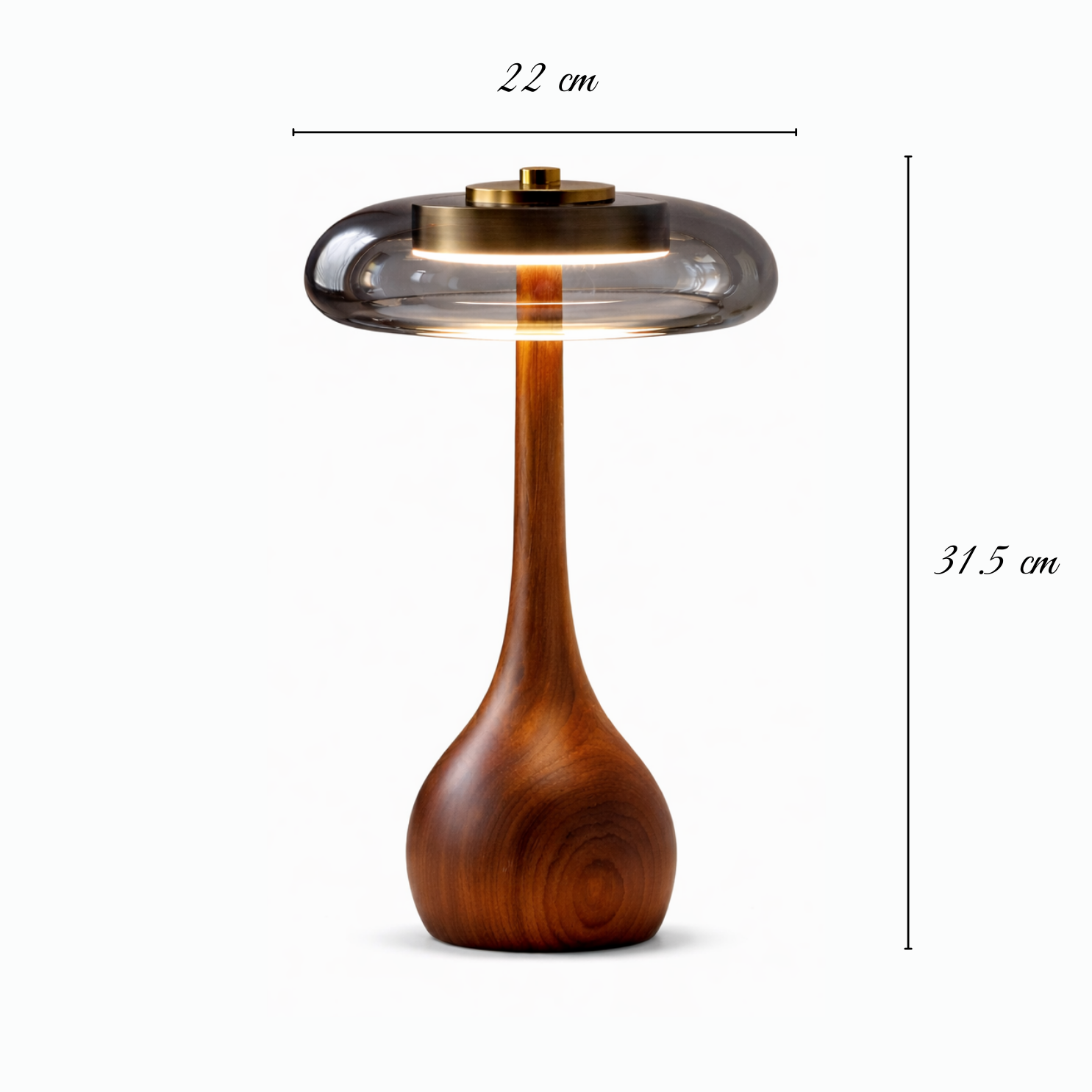 Lampe de Table Haute en Frêne & Verre Fumé Gris – ÉLOISE02 – Decopine(Disponible en précommande)