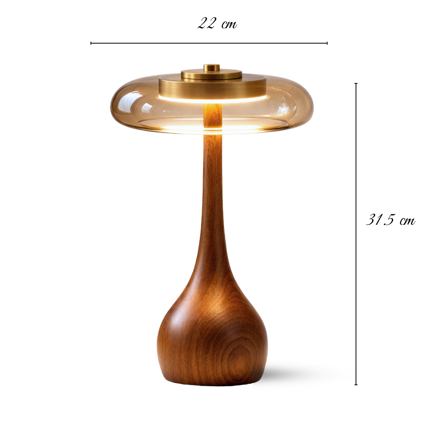 Lampe de Table Haute en Frêne & Verre Cognac – ÉLOISE02 – Decopine(Disponible en précommande)