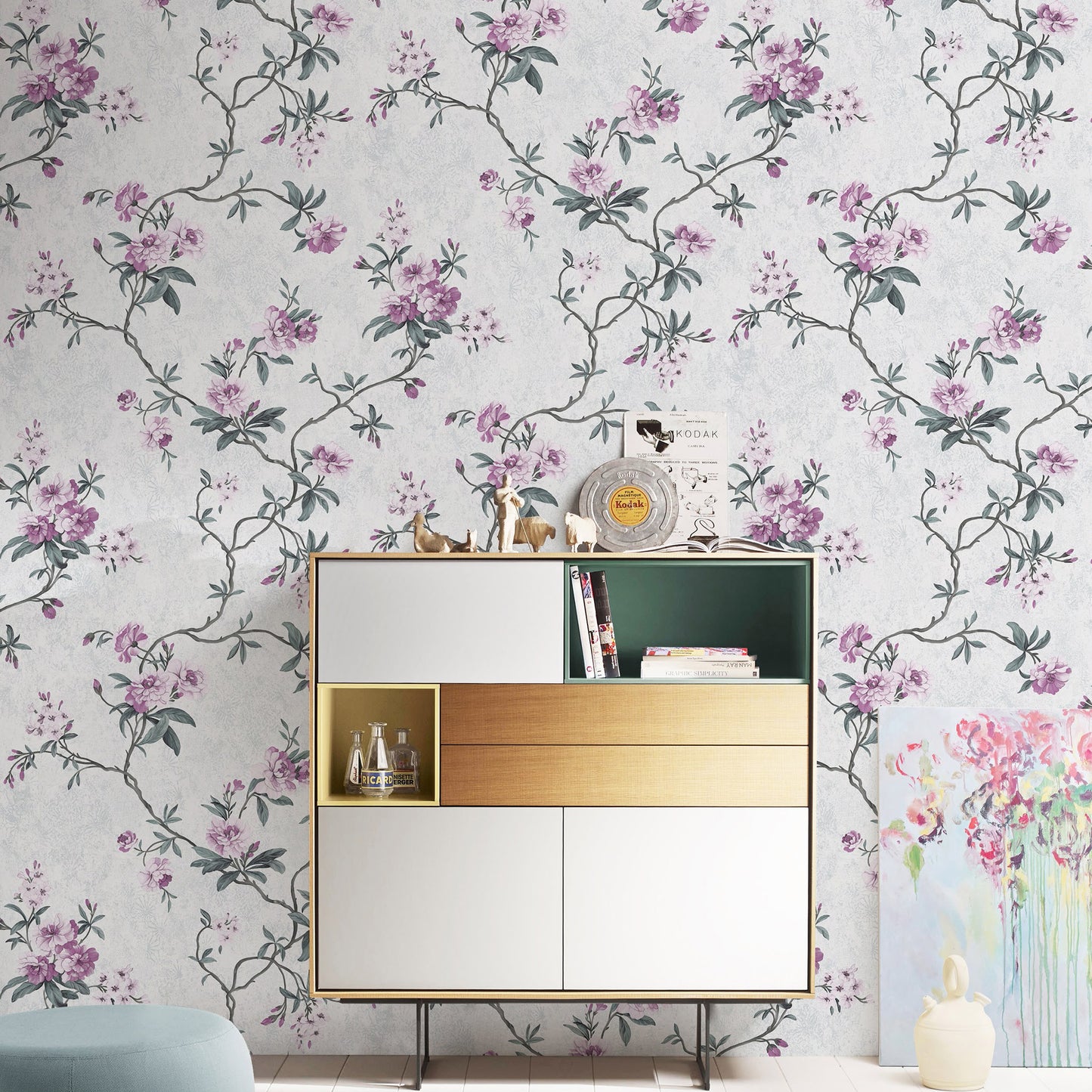 Decopine Papier Peint Intissé Jardin Flottant - Blanc